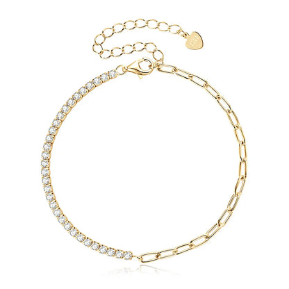 2mm Moissanite Tennis Bracelets With Gra Certificate S925 Sterling Silver Plated 18k Gold Paper Clip Bracelet For Women