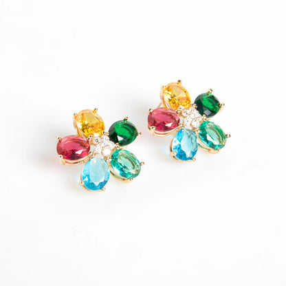 Cubic Zirconia Inlaid Hollow Leaf Flower Pendant Earrings and Necklace Jewelry Set