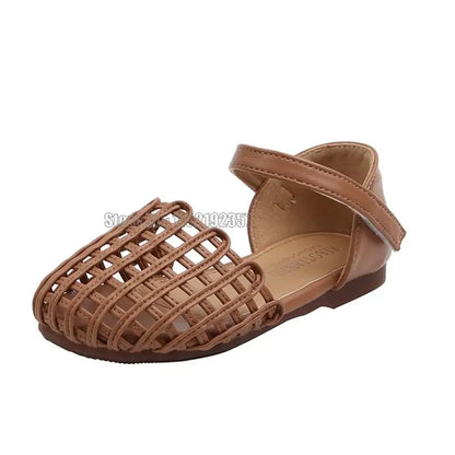 Girls Sandals Summer New 1-12 Years Baby Kids Soft Soled Woven Closed Toe Children Princess Hollow Shoes