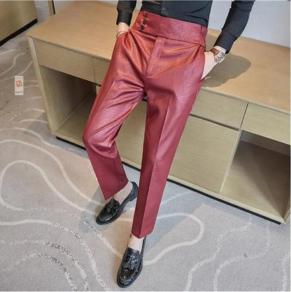 Men Boutique Bright Jacquard Suits Pants Male Formal Wear Trousers Quality Men Business Casual Pants High Waisted Suit Trousers