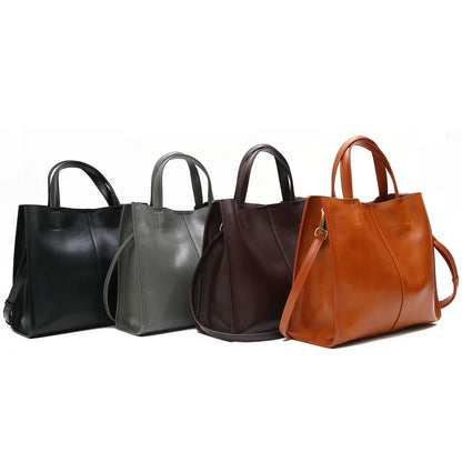 Minimalist Vintage Genuine Leather Tote Women Luxury Classic Top-handle Bag Large Capacity Cross body Shoulder Handbags Business
