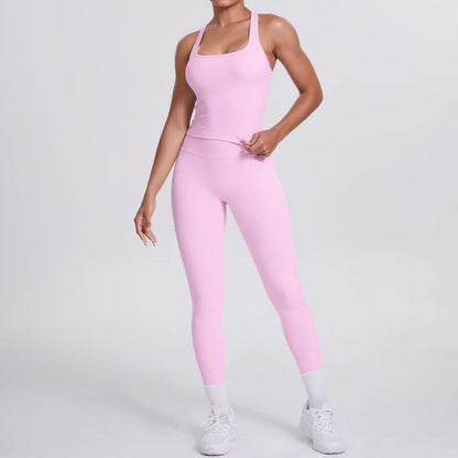 Yoga Top Set Fitness Gym Suit Training Sleeveless Sport Gym Tops Crossover Back Sports Underwear Tummy Control Slimming