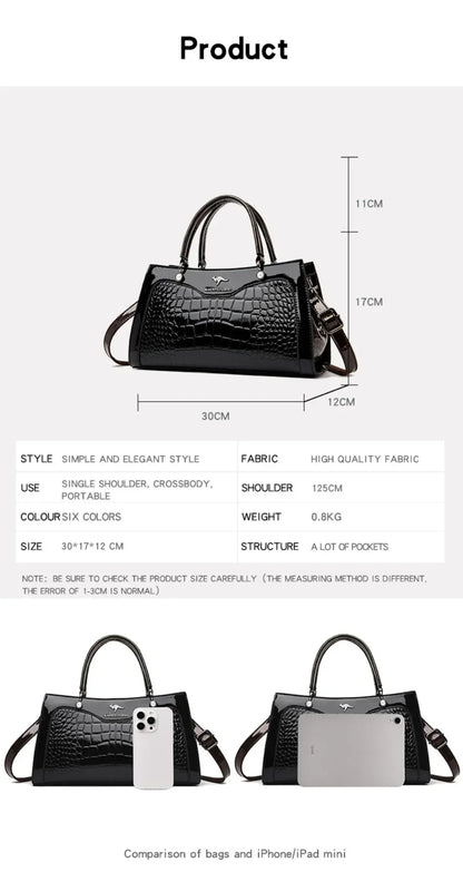 2024 Genuine High Quality  Luxury Handbag Designer Crossbody Bags for Women  Fashion Crocodile Pattern  Shoulder Bag Totes Bags