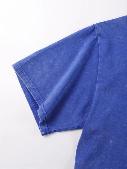 Usa Letter American Flag Printed Washed T-Shirt Men Summer Cotton T Shirts O-Neck Loose Clothes Colour Unisex Short Sleeve