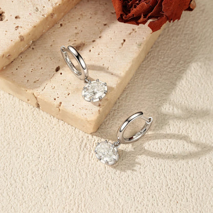 Oval Moissanite Ear Buckle 925 Sterling Sliver Luxury Lab Diamond Swing Hoop Earrings For Women Fine Jewelry Gifts
