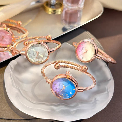 New Gradient Fresh Style Starry Sky Sunset Color Ladies Watch Student Fashion Bracelet Open Quartz Wristwatch