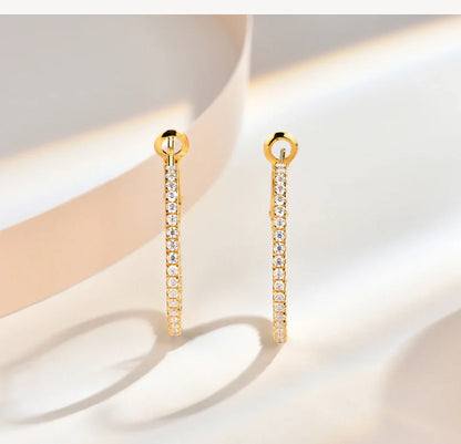Moissanite Hoop Earrings for Women 1.5mm D Color 925 Sterling Silver Plated Yellow Diamond Earring Wedding Fine Jewelry