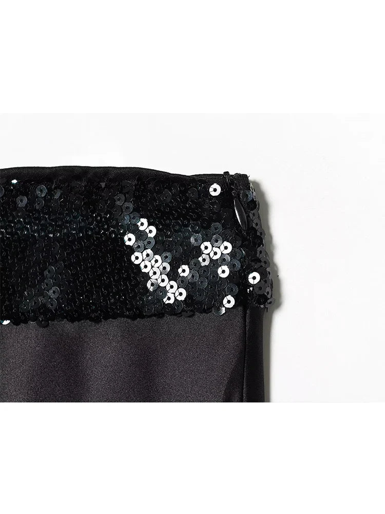 Chic Sequins Strapless Top For Women Holiday Party Tube Tops Chic Off Shoulder Fashion Solid Summer New Ladies Club Wear
