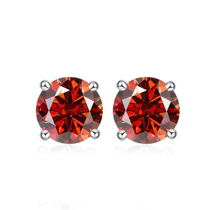 0.5ct 1ct 2ct Moissanite Stud Earrings for Women 925 Sterling Silver Pink Black Blue Grey Sparkling Lab Diamond Earring
