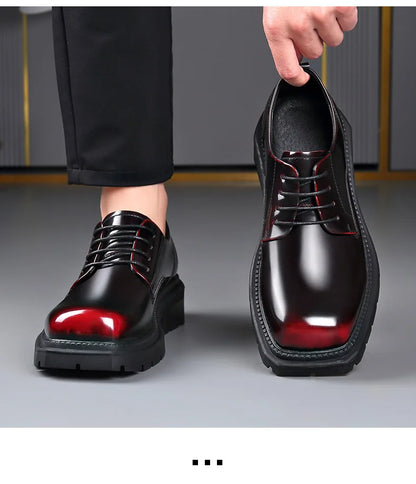 British Thick-soled Formal Leather Shoes Men Spring Autumn Lace Designer Platform Shoes Male Fashion Business Casual Shoe Man