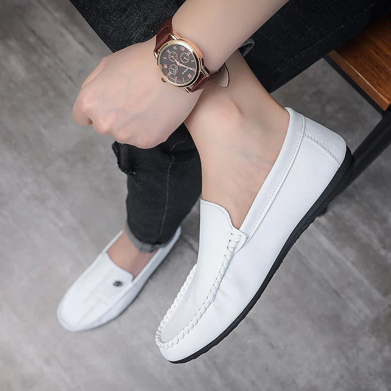 Men Casual Shoes Genuine Leather Luxury Brand Men Loafers Italian Moccasins Breathable Slip on Men Driving Shoes Chaussure Homme