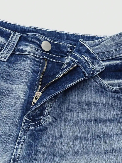 Women's Casual Button Pocket Jeans - High-Quality Straight-Leg Denim Pants