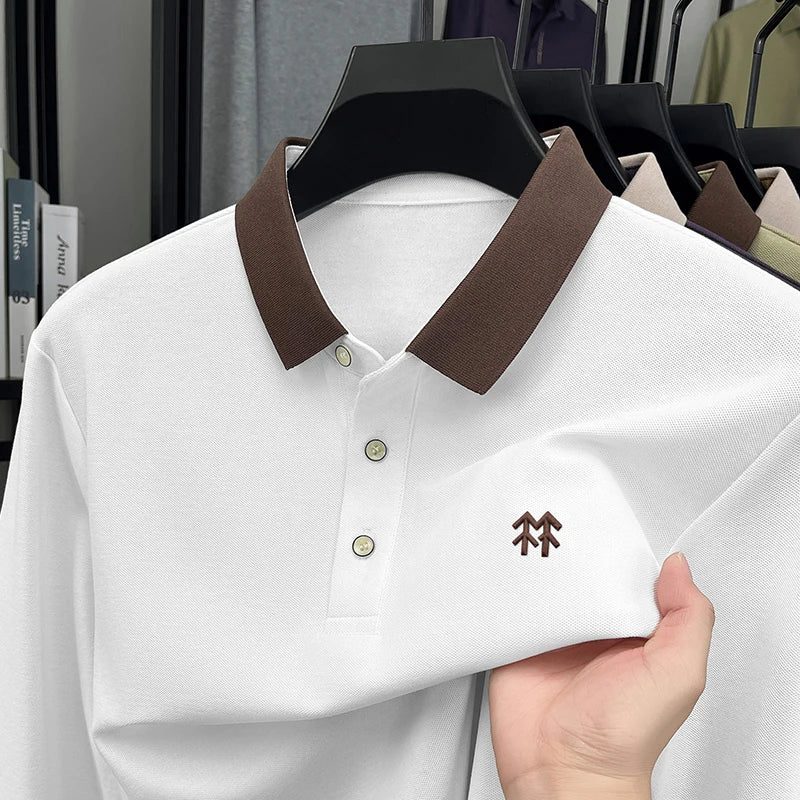 Design Brand Men's Polo Shirt Lapel Exquisite Embroid Long Sleeve Autumn New Breathable T-Shirt Business Leisure Trend Men'swear