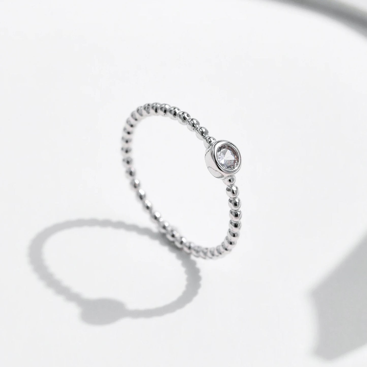 Bezel Setting Moissanite Ring 925 Sterling Silver Beads Trendy Stackable Finger Rings For Women Lab Diamond Jewelry