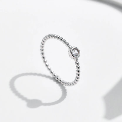 Bezel Setting Moissanite Ring 925 Sterling Silver Beads Trendy Stackable Finger Rings For Women Lab Diamond Jewelry