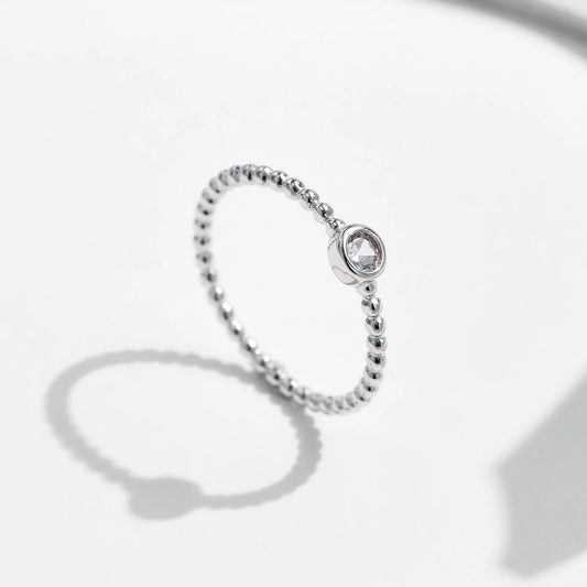 Bezel Setting Moissanite Ring 925 Sterling Silver Beads Trendy Stackable Finger Rings For Women Lab Diamond Jewelry
