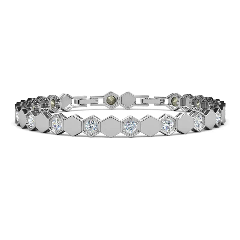 Jewelry Embellished with Premium Swarovski Crystals Bracelet  for Women Quality Brass with 18K White Gold Plated