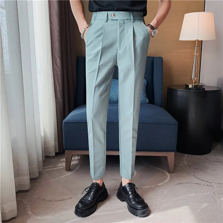Men Slim British Style Suits Pants Business Casual Trousers Male Solid Fit Trousers High Quality Man Formal Wear Suit Pants 36