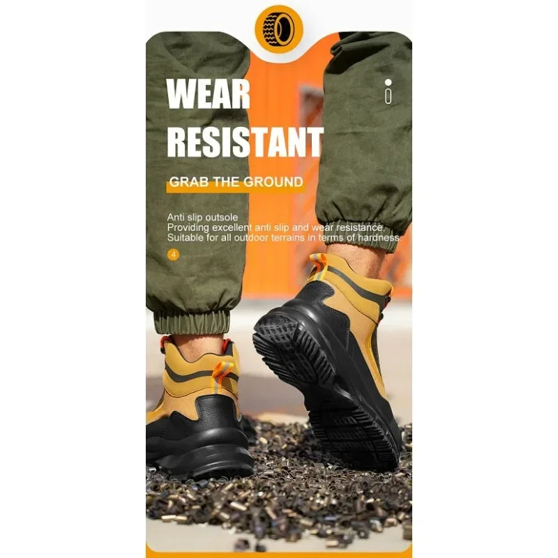 Anti Splash Water Safety Shoes Men Wear Resistant Work Boots Steel Toe Shoes Puncture-Proof Protective Shoes Security Sneakers