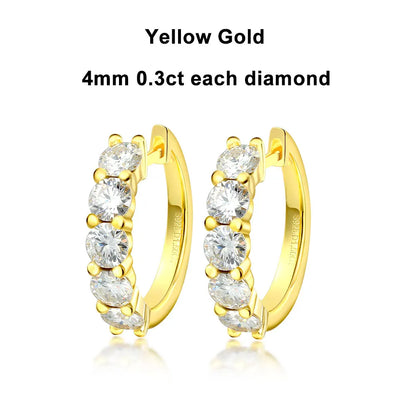 D Color Moissanite Loop Earring 925 Sterling Sliver Plated with 18k White Gold Earring for Women Sparkling Fine Jewelry
