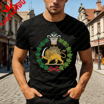 Lion and Sun Iran Persian Flag Iran Tshirt Khorshid Graphic T-Shirt Daily Life Casual Men Women Unisex Cotton Streetwear