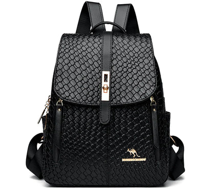 Luxury Women Leather Backpacks for Girls Sac A Dos Casual Daypack Black Vintage Backpack School Bags for Girls Mochila Rucksack