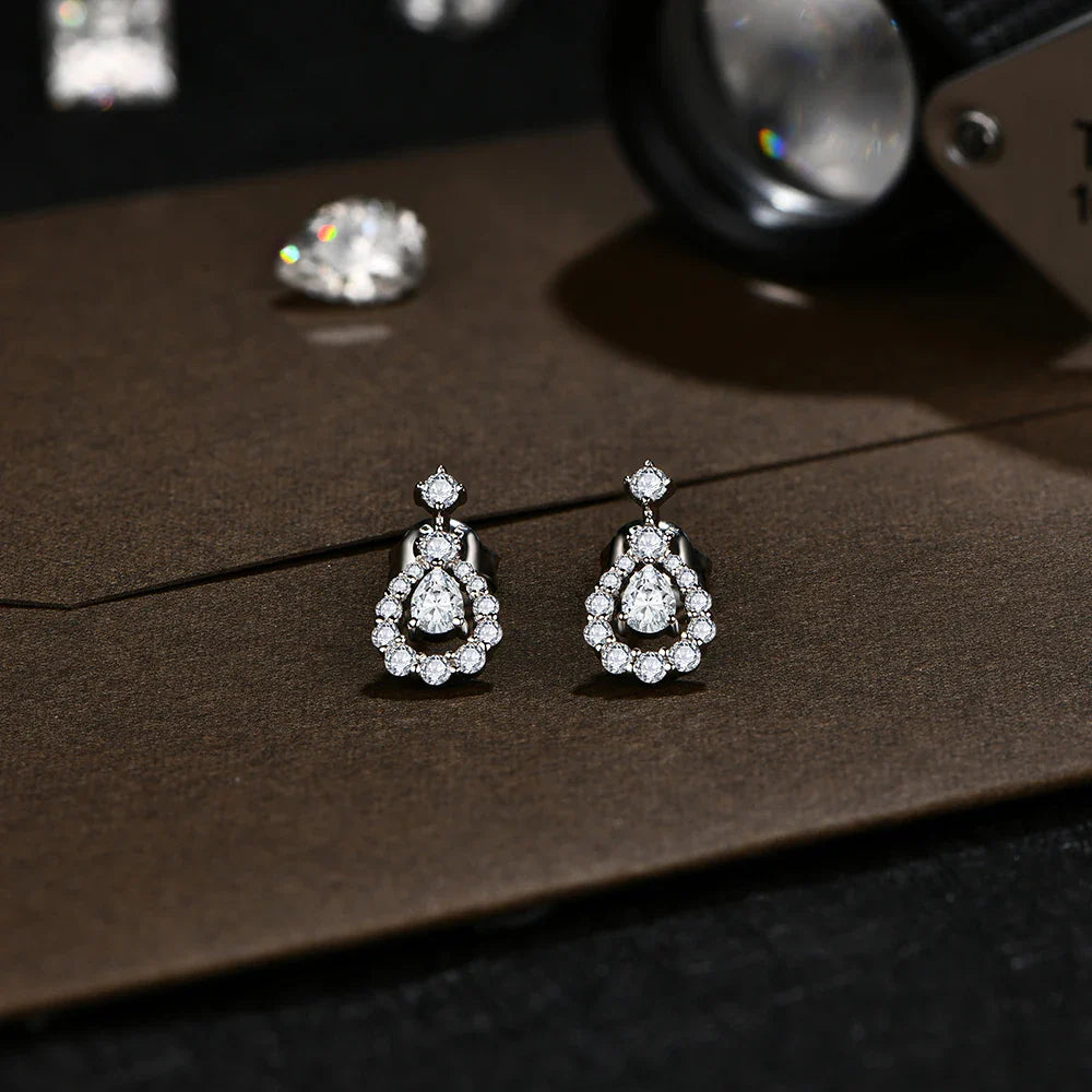Pear Cut 4*3mm Full Moissanite Stud Earrings for Women Sparkling Wedding Party Earring 925 Sterling Silver Fine Jewelry