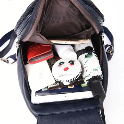 Multifunctional Women Leather Backpacks Casual Backpack For Teenager Girls School Chest Bag Travel Bagpack Ladies Sac Back Pack