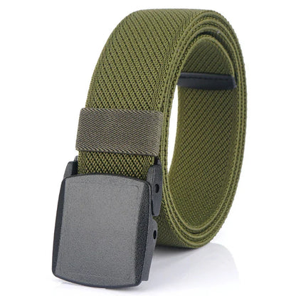 Metal Free Men's Elastic Belt Strong Engineering Plastic Quick Release Nylon Buckle Unisex Stretch Belt Outdoor Girdles