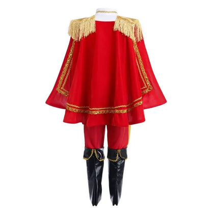 7 Pieces Boys King Carnival Costume Medieval Royal Prince Full Set Outfits for Halloween Birthday Party Fancy Dress Up