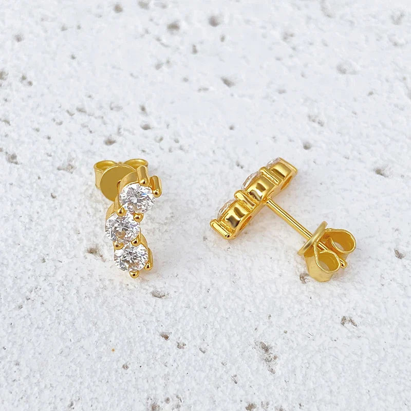 D 3.5mm Moissanite Stud Earrings Lab Diamond 925 Sterling Silver Gold Plated Gemstone Wedding Earring Jewelry Certified