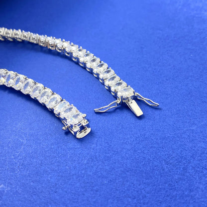 4*6MM Oval Cut Moissanite Tennis Bracelet For Women Man 100% S925 Silver D Color Lab Diamond Bracelet Party Fine Jewelry