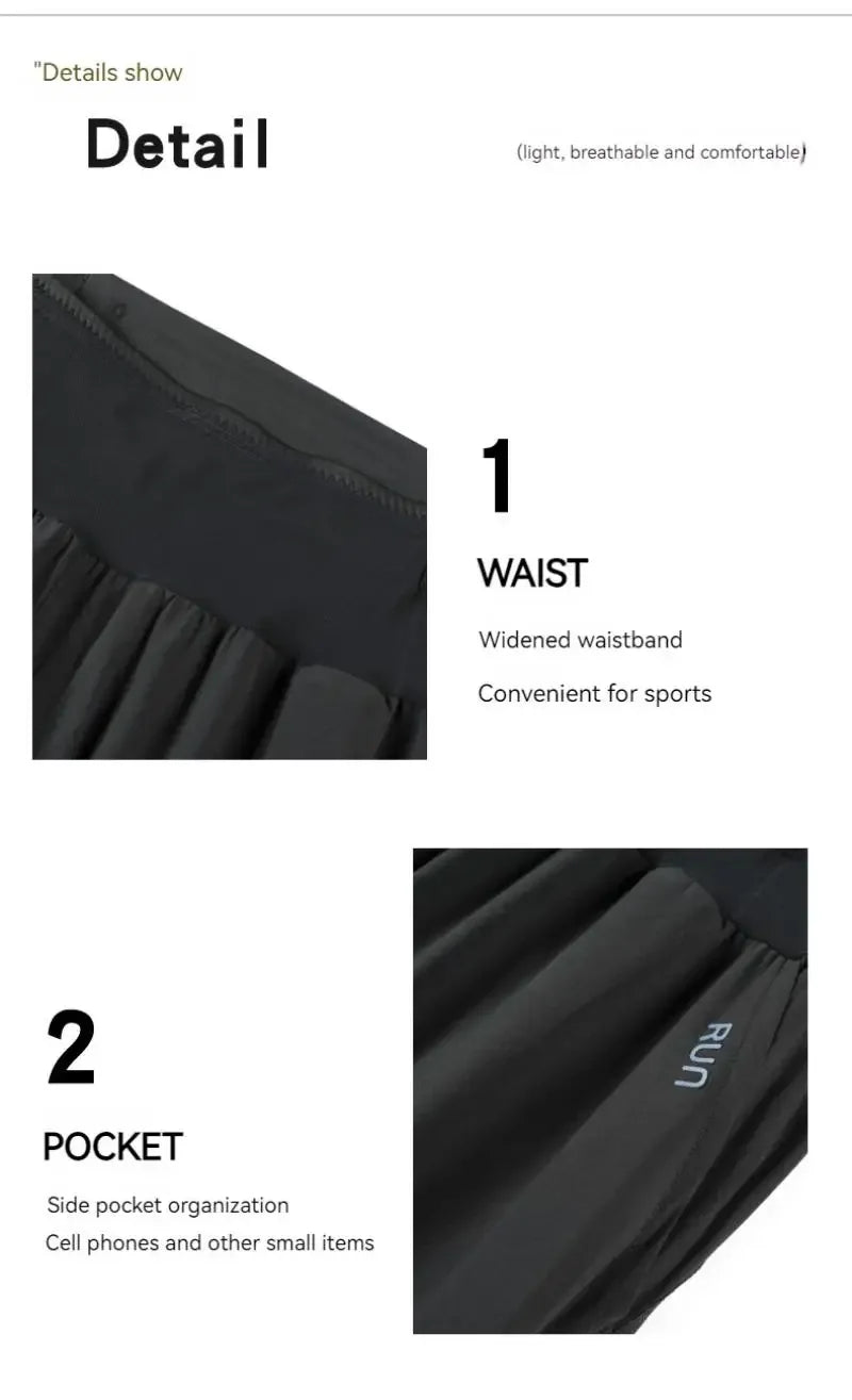Lightweight Quick Dry Ice Silk Marathon Running Pants with Around waist Pack Breathable Workout Fitness Jogging Sport Trousers