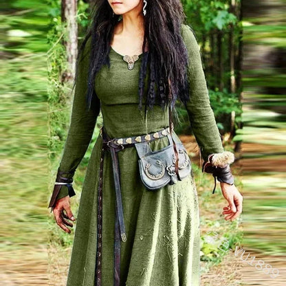 Dress Women Long Sleeve Maxi Robe Vintage Fairy Elven Dress Renaissance Celtic Viking Gothic Cosplay Costumes