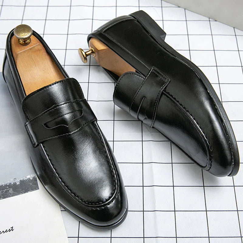 Fashion Formal Leather Shoes For Men Party Social Casual Office Leather Shoes Man Leather Loafers Men's Dress Shoes Large Size