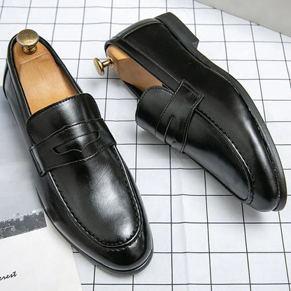 Fashion Formal Leather Shoes For Men Party Social Casual Office Leather Shoes Man Leather Loafers Men's Dress Shoes Large Size