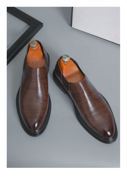 Men's riding boots British low-top short leather boots men's business formal leather shoes genuine leather casual Chelsea boots