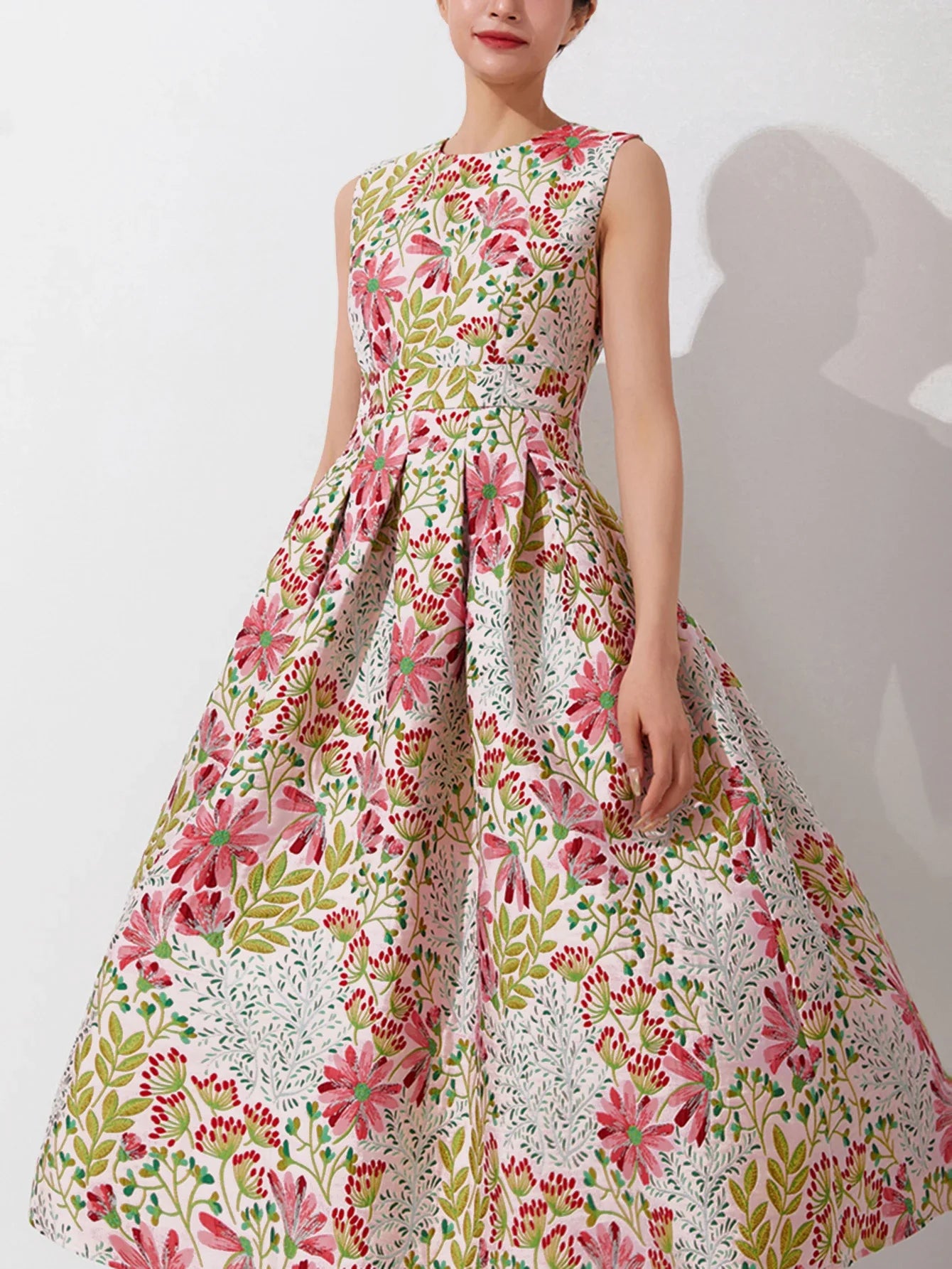 Summer Elegant Jacquard Women Long Maxi Luxury Dress Floral Fashion Party Robe Femme Vintage Vestido Evening Clothing