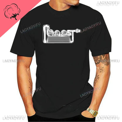 New Boost Turbo Engine Printing T-Shirt Car Parts Funny Mechanic Cotton Teemen 2024 Summer Fashion Top Personality Mans Clothing