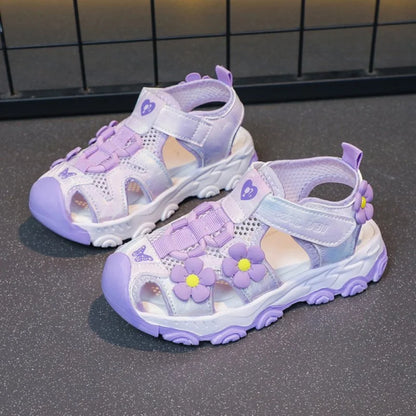 Summer Sport Sandals For Girls PU Leather Waterproof Beach Running Footwear For Children  Hollow Out Teenager Kid's Sneakers