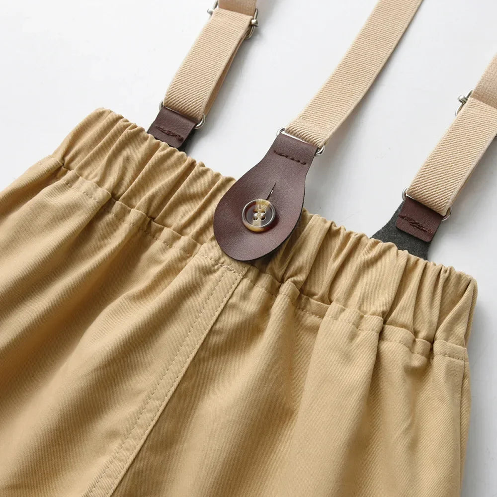 Children Formal Clothing Summer Comfortable Two Piece Set Kid Short Sleeve Shirt Bow Tie Suspenders Shorts Boy Elegant Outfit