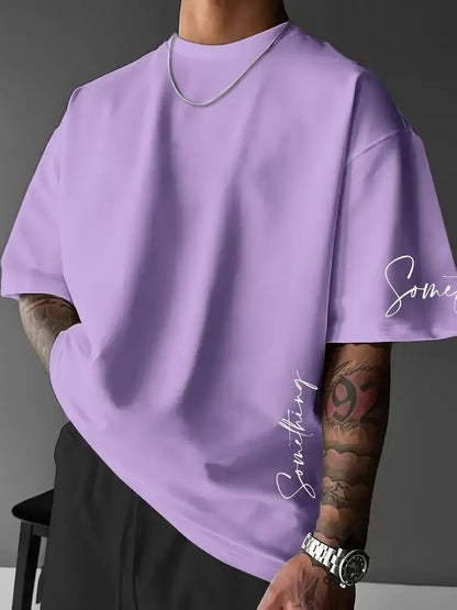 The 2025 summer new men's T-shirt features a casual fashionable comfortable soft and breathable 3D striped pattern print
