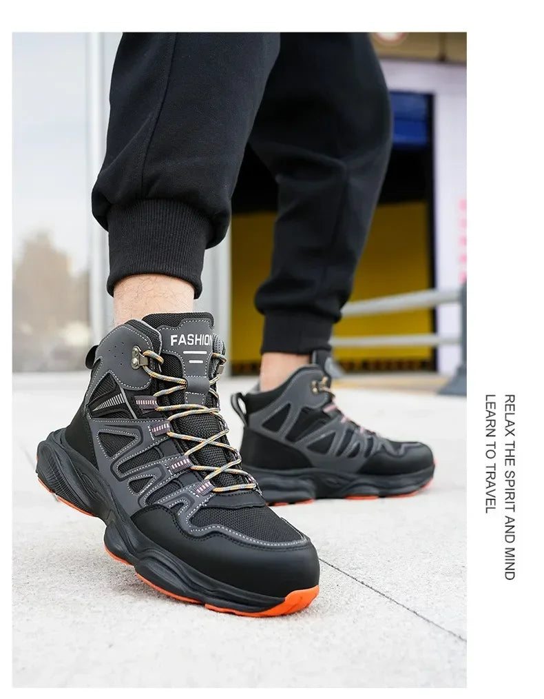 Ankle-Length Men Safety Boots Anti-smash Anti-stab Construction Work Steel Toe Shoes Male Work Boots Work Safety Shoes