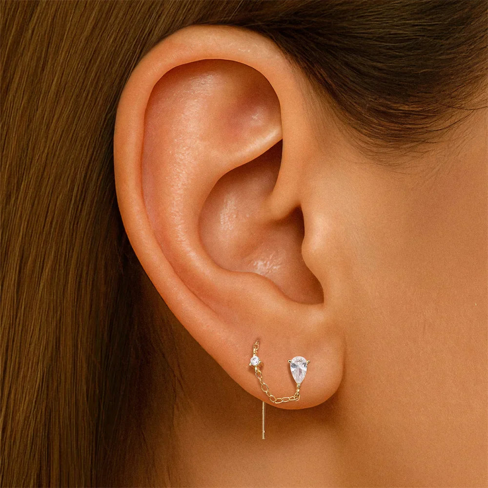 925 Sterling Silver Long Chain Tassel Baroque Irregular Pearl Dangle Earrings for Women C Shape Earrings Jewelry Pendientes