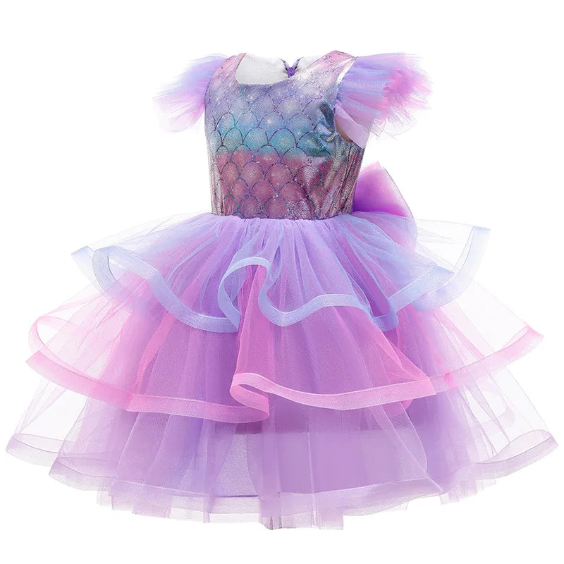 Vestidos de Cosplay de Meninas da Princesa Sereia, Vestido Tutu Brilhante em Camadas, Vestidos de Festa de Carnaval para Meninas, Presentes de Vestido de Aniversário