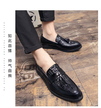 Men's Dress Shoes Formal Leather Loafers Male Tassel Social Casual Business Shoes For Men Wedding Office Party Leather Shoes