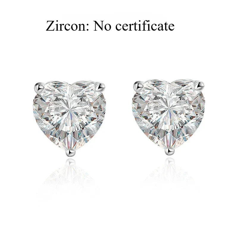 1CT 2CT 4CT Heart Cut Moissanite Stud Earrings for Women Luxury Quality Lab Diamond S925 Sterling Silver Bride Jewelry
