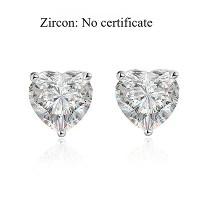 1CT 2CT 4CT Heart Cut Moissanite Stud Earrings for Women Luxury Quality Lab Diamond S925 Sterling Silver Bride Jewelry