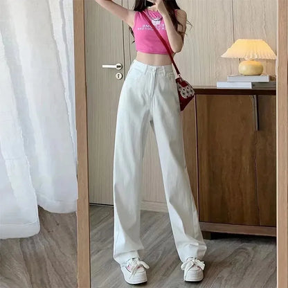 Wide-legged Pants Simple Style Solid High-Waist Design