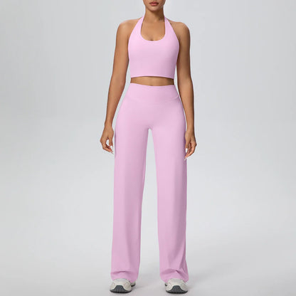 2Pieces Breathable Summer Workout Top Pants Yoga Set Yoga Underwear With Chest Pad Quick Drying Push Up Pencil Pants Yoga Set